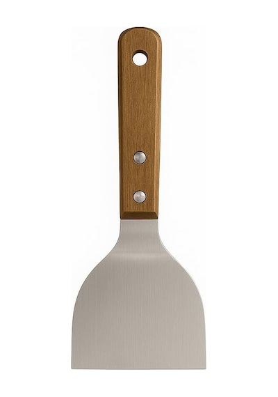 Tr Ahşap Saplı Paslanmaz Çelik Spatula 24cm Eğilimli Çok Amaçlı Mutfak Spatulası Izgara, Burger, Sebze, Genel