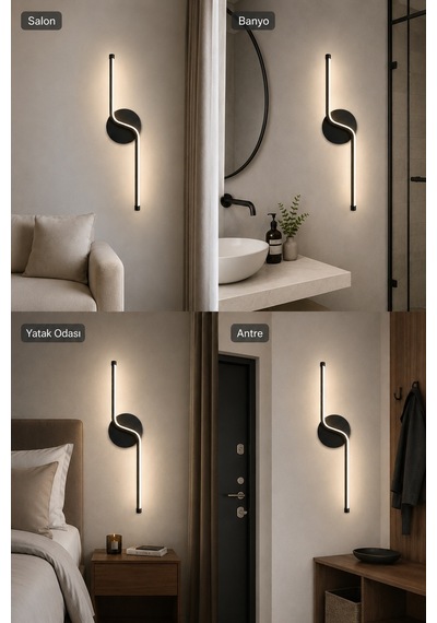 Gena Modern Led Duvar Apliği Günışığı Siyah