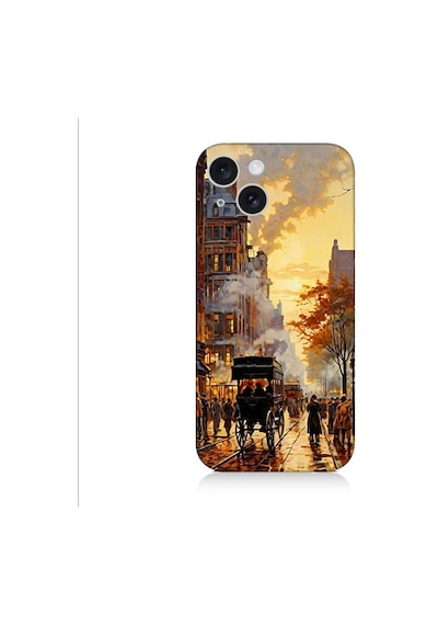 Apple Uyumlu iPhone 15 Plus Şehir Manzarası Desenli Silikon Kılıf Silikon