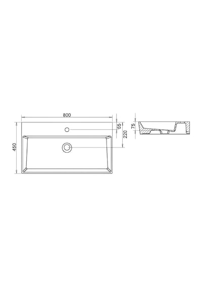Turavit Vega Dikdötgen Beyaz Delikli Lavabo 80x45 Cm Vg0080 Diğer