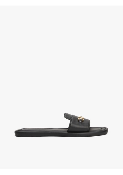 Tommy Hilfiger Leather Horsebıt Mule Kadın Siyah Sandalet - Fw0fw08420
