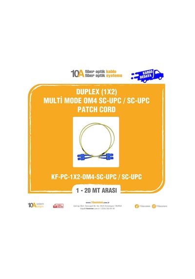 Fiber Optik Duplex 1X2 Multi Mode Om4 Sc-Upc/Sc-Upc Patch Cord