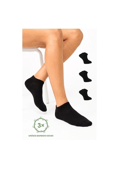 Saysez Sezline Bambu Patik Düz Basic Unisex Çorap Ekonomik 3'lü Paket Siyah