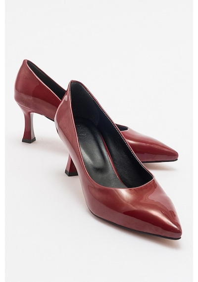 Luvishoes Pedra Bordo Rugan Kadın Topuklu Ayakkabı Bordo Rugan