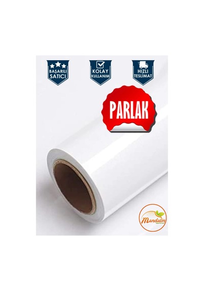 Parlak Yapışkanlı Folyo -100cm X 4 Metre Beyaz Eşya Ve Dolap Kaplama Folyosu- Kendinden Yapışkanlı