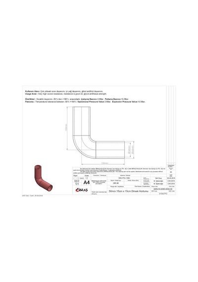 IBRAS 65793 3 KAT POLYESTERLİ SİLİKON Q 50MM 15CM x 15CM DİRSEK H