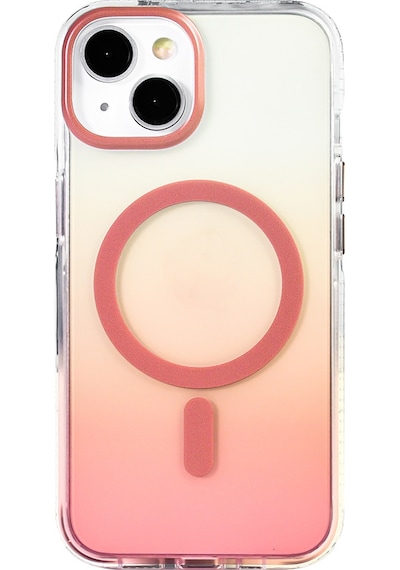 Apple Uyumlu iPhone 14 Kılıf Transparan Renk Geçişli M-safe Şarj Özellikli Toros Kapak Rose Gold