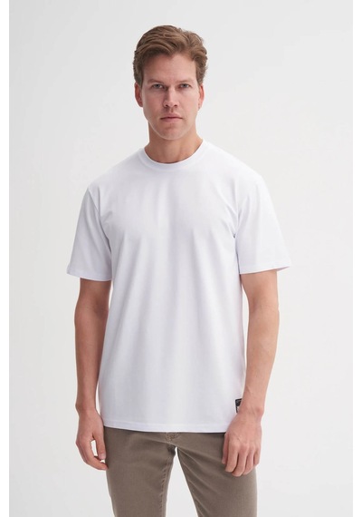 Cazador Bisiklet Yaka Beyaz Erkek T-shirt 4142 Beyaz