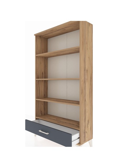 Arges Dolap 4 Raflı Tek Çekmeceli 88x30x163 Çam-antrasit Atlas Çam