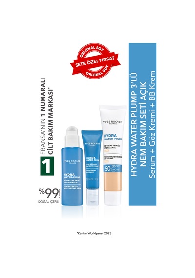 Yves Rocher Hydra Water Plump 3 Lü Nem Bakım Seti -açık -serum 30 Ml &göz Kremi 15 Ml & Bb Krem 40 Ml