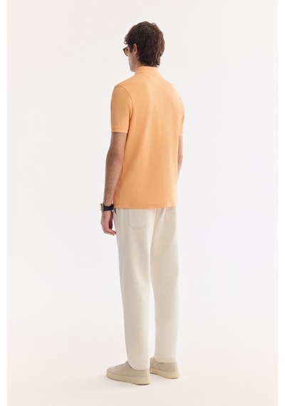 Avva Erkek Açık Turuncu Kıvrılmaz Polo Yaka %100 Pamuk Basic Regular Fit T-shirt B001032