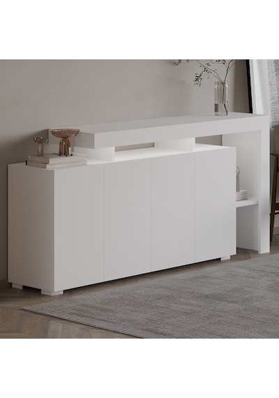 İnarch Dizayn Beliz Led Işıklı Modern Konsol 170 Cm, 4 Kapaklı Ve İç Raflı Depolama, Tasarım Beyaz İnarch Dizayn Beliz Led Işıklı Modern Konsol 170 Cm, 4 Kapaklı Ve İç Raflı Depolama, Tasarım Beyaz