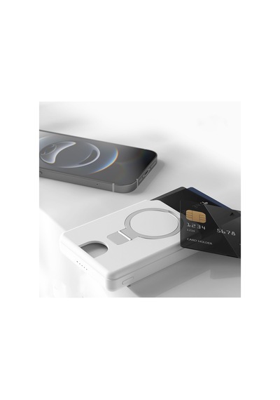 Lenyes Pw0006d Pd 20w Hızlı Şarj Özellikli Kartlıklı Standlı Wireless Powerbank 15w 5000mah Beyaz