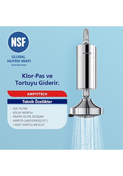 Philips Duş Filtresi Cilt ve Saç Dostu Awp1775ch Krom