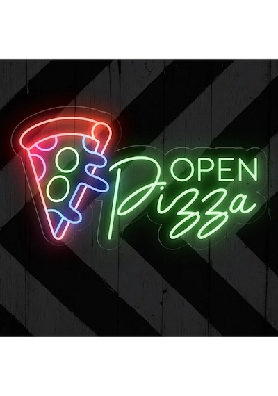 Open Pizza Yazılı Neon Tabela Yeşil