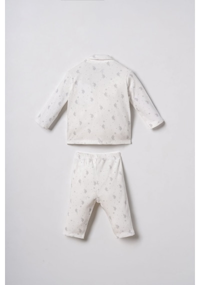 U.S. Polo Assn. Erkek Bebek Desenli Beyaz Gömlek Pijama Takımı Usb3111-c-v1 Usb3111-c-v1