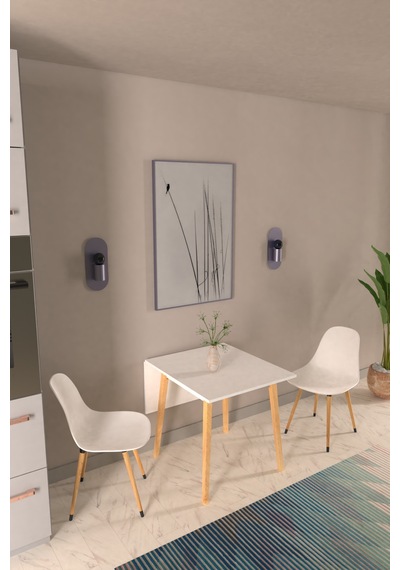 Vilinze Eames Sandalye Avanos Ahşap Mutfak Masası Takımı - 70x80 Cm Beyaz