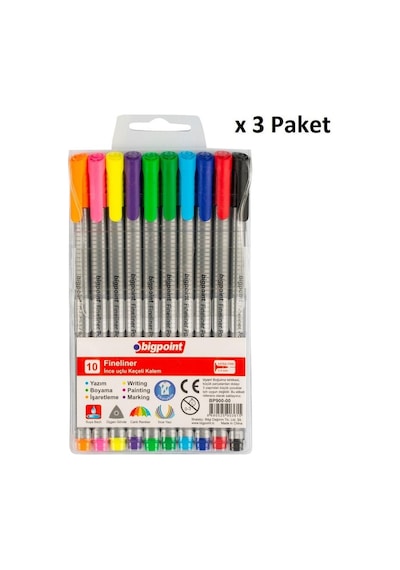 Bigpoint Fineliner 10'lu Blister X 3 Paket