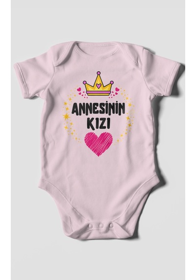 Morivokids Annesinin Kızı Kısa Kollu Bebek Body %100 Pamuk Bebe Pembe