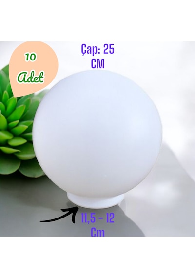 10 Adet 25'lik Karpuz Birinci Kalite Pvc Glop, Bahçe Aplikleri Yedek Parçası, 25 Cm Çapında Pvc Küre Beyaz