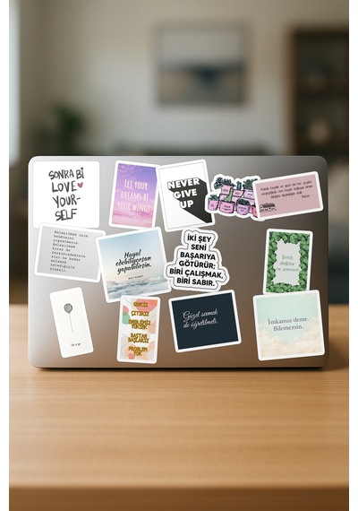 Motto Telefon Laptop Bullet Journal Yapışkanlı Folyo Sticker Paketi 20 Adet Çok Renkli