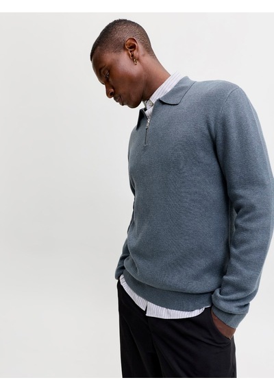 Jack & Jones Jprmılano Stıtch Knıt Zıp Polo Sn Turbulence Çok Renkli