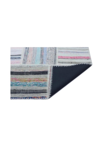 El Dokuması Patchwork Vintage Yün Pamuk Çizgili Halı 25423 160 X 230 Cm Çok Renkli