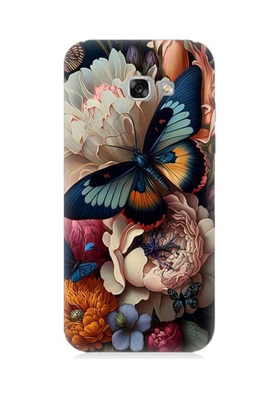 Samsung Galaxy A7 2017 Uyumlu Kelebek Ve Çiçek Desenli Silikon Kılıf