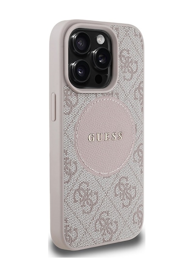 Apple Uyumlu iPhone 15 Pro Max Kılıf Guess Lisanslı Magsafe Şarj Özellikli Yazı Logolu Circle Classic Kapak Pembe