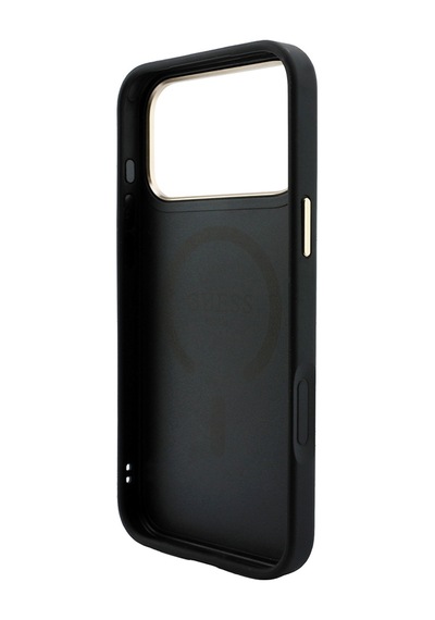 Apple iPhone Uyumlu 18 Pro Max Kılıf Guess Lisanslı M-safe  C-magnet 4g Desenli Yazı Logolu Kapak Siyah