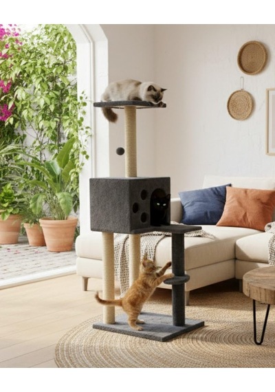 Pet Kedi Tırmalama Ve Oyun Evi Antrasit