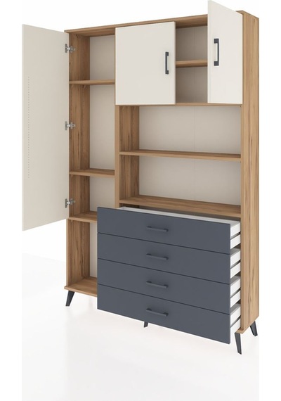 Arges Dolap 7 Raflı 4 Çekmeceli 3 Kapaklı 132x30x195 Çam-aytaşı/antrasit Aytası/antrasıt Arges Dolap 7 Raflı 4 Çekmeceli 3 Kapaklı 132x30x195 Çam-aytaşı/antrasit Aytası/antrasıt