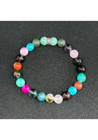 Başak Burcu Bilekliği 8mm Doğaltaş Bileklik - 21 Cm Çok Renkli