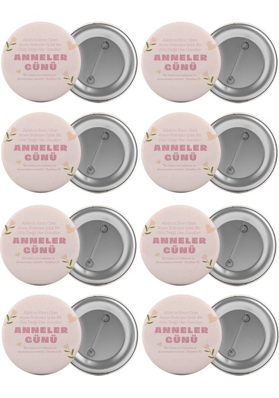 Anneler Günü Çanta Rozeti Seti 8 Adet En Büyük Boy 5.8Cm Iğneli B (541731255)