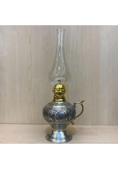 Kalay Eskitme İşlemeli Gaz Lambası Gri