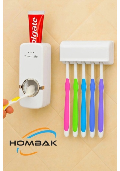 5'li Diş Fırçalık Macun Sıkıcı Seti Duvara Monte Beyaz Hijyenik Pratik Organizer Diğer