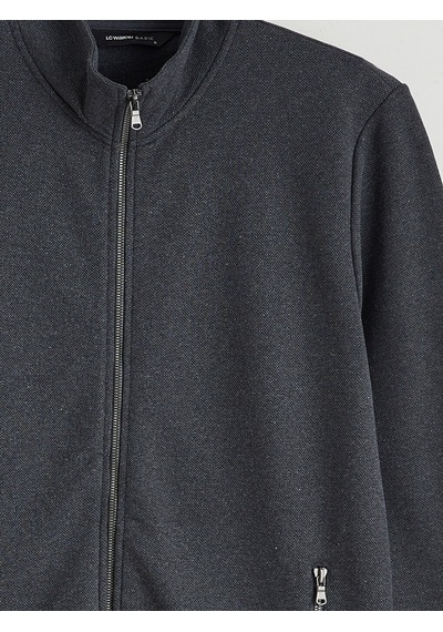 Lcwaıkıkı Classic Antrasit Standart Kalıp Dik Yaka Erkek Fermuarlı Sweatshirt