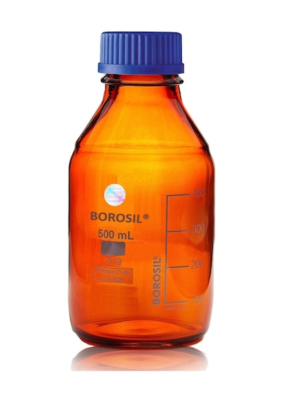 Otoklav Şişe 500 Ml Amber Borosil -Contalı -Vida Kapaklı -Renkli
