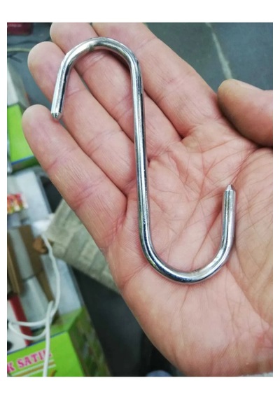 50'li Paket Et Kancası, Krom Kaplama, Et, Tavuk, Kasap Çengeli, 13,5 Cm, 4 Mm Kalınlıkta Açık Gri