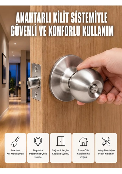 Northcity Estetik Güvenli Topuzlu Kapı Kilidi - Modern Ve Dayanıklı Çözüm