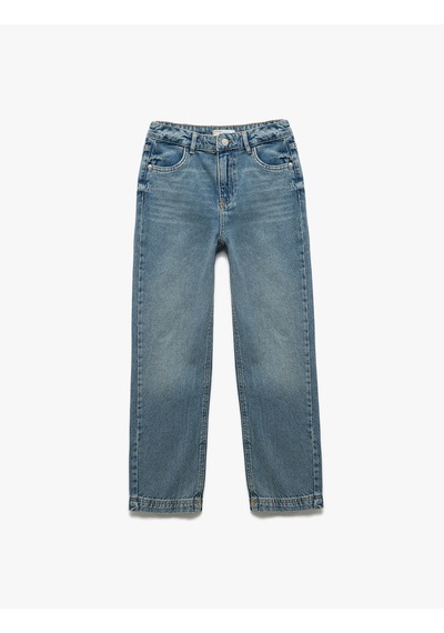 Koton Rahat Kalıp Düğmeli Pamuklu Jean Pantolon Orta İndigo 5skb40030td Indigo
