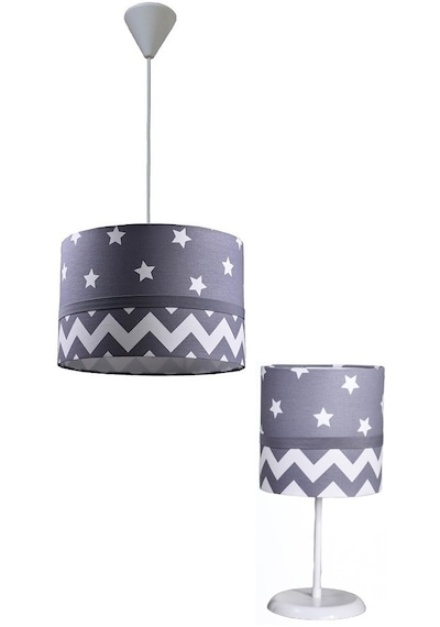 524 Yıldız Beyaz 2.li Set Genç Bebek Ve Çocuk Odası Avize Abajur