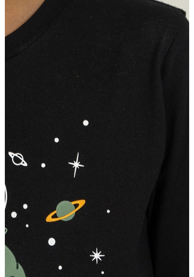 Rolypoly Erkek Çocuk Space Explorer Siyah Uzun Kol Pijama Takım Rp3862-c-v2 Rp3862-c-v2