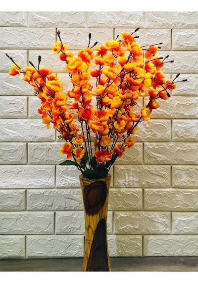 Nettenevime Yapay Çiçek Bahardalı Japon Kiraz Çiçeği 7 Dallı 57 CM Turuncu