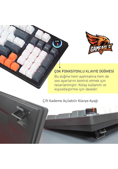 Gameagle Strike Plus MK-96X1BAB Mekanik Işıklı Blue Switch Gamer Oyuncu Klavye