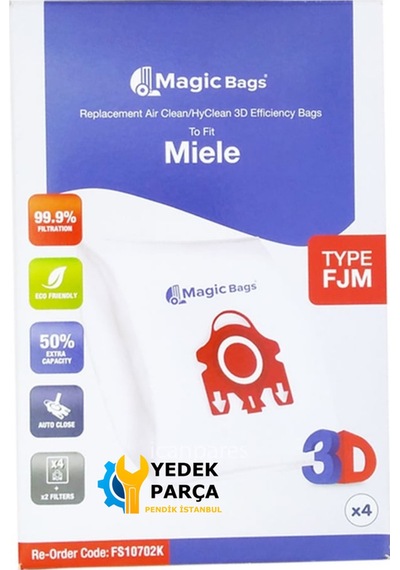 Miele Uyumlu Turbo Süpürge Toz Torbası 4 Adet