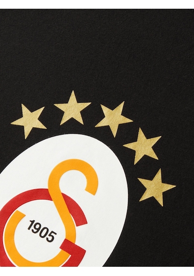 Galatasaray Lisanslı 5 Yıldız Büyük Logolu Siyah T-shirt Aslan Ahşap Kutulu E251402