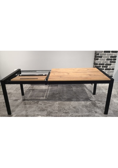 Onurdesign16 Star Modern Atlantik Çam Açılabilir Metal Kasa Ahşap Yemek Masası