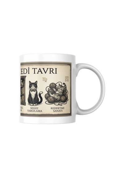 Kupa Bardak - Kitap Severlere Özel Hediyelik Seramik Kupa Beyaz - Desenli
