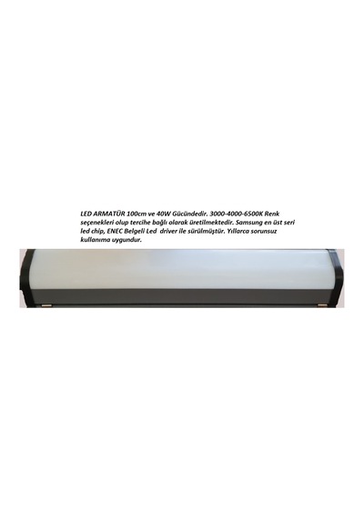 Pc Led Etanş Armatür 40w 6000lm 3000-4000-6500k